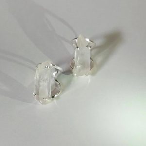 Bague coffre de cristal de quartz clair naturel (brésil) 