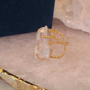 Bague arc de cristal de quartz clair naturel (brésil) 