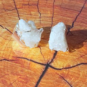 Bague coffre de cristal de quartz clair naturel (brésil) 