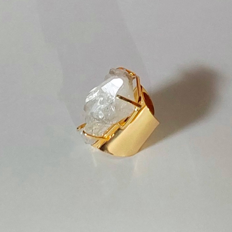 Bague coffre de cristal de quartz clair naturel (brésil) 