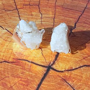 Bague coffre de cristal de quartz clair naturel (brésil) 