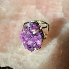 Bague Duo cristal Améthyste naturel & Stalactite)