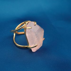 Bague Arc Cristal de quartz Rose naturel (Brésil) 