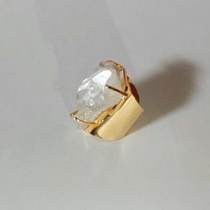 Bague coffre de cristal de quartz clair naturel (brésil)