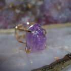 Bague d’anneau double de Cristal Améthyste Naturel