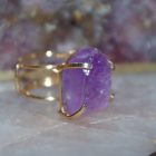 Bague d’anneau double de Cristal Améthyste Naturel