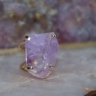 Bague d’anneau double de Cristal Améthyste Facette