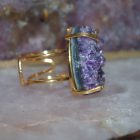 Bague Anneau Double Améthyste Stalactite)