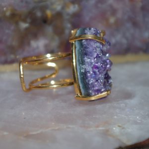 Bague Anneau Double Améthyste Stalactite)
