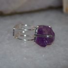 Bague d’anneau double de Cristal Améthyste Naturel