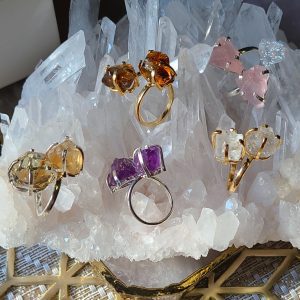 Bague duo Cristal de quartz naturel (Brésil)